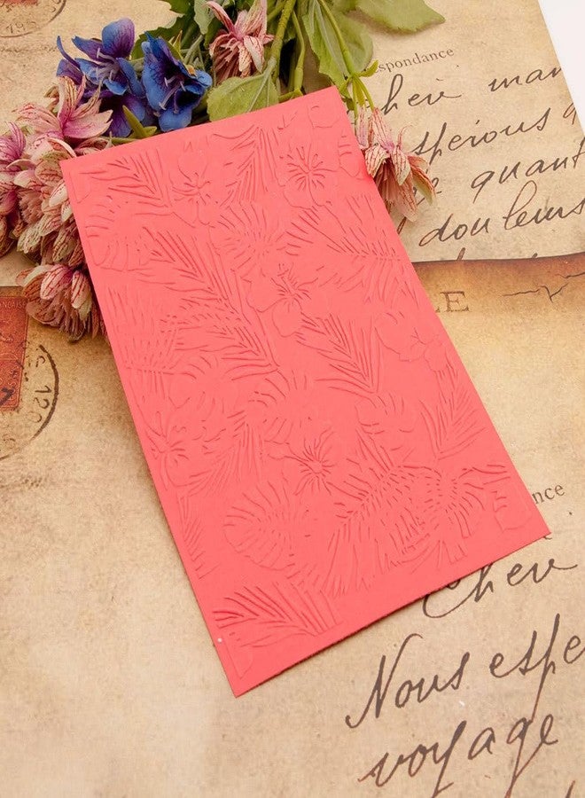 Arbuya Hibiscus Flowers Background Texture 3D Plastic Embossing Folders for Card Making or Journaling Floral Backround DIY Template Photo Album Paper Handmade Scrapbooking Craft Decoration Mold 5"x7" - Image 4