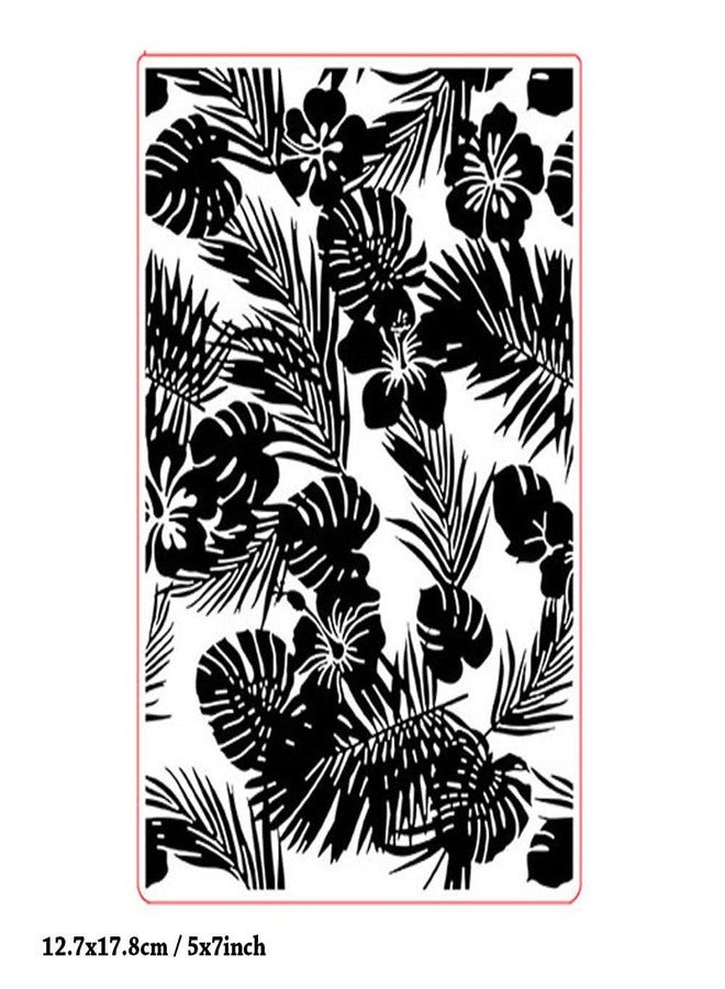 Arbuya Hibiscus Flowers Background Texture 3D Plastic Embossing Folders for Card Making or Journaling Floral Backround DIY Template Photo Album Paper Handmade Scrapbooking Craft Decoration Mold 5"x7" - Image 2