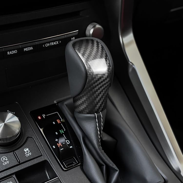 suupar Real Carbon Fiber Gear Shift Knob Trim Cover for Lexus ES(2015-2017) RX(2016-2020) GS(2016-2017) is(2013-2017) NX(2014-2020) RC(2014-2019) Lexus Accessories (Back-Black) - Image 1