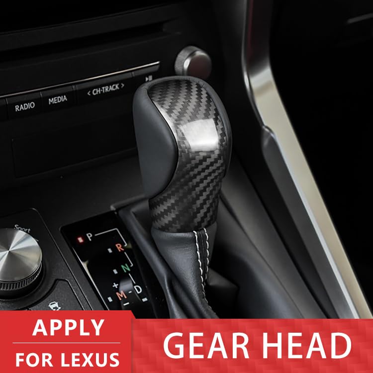 suupar Real Carbon Fiber Gear Shift Knob Trim Cover for Lexus ES(2015-2017) RX(2016-2020) GS(2016-2017) is(2013-2017) NX(2014-2020) RC(2014-2019) Lexus Accessories (Back-Black) - Image 3