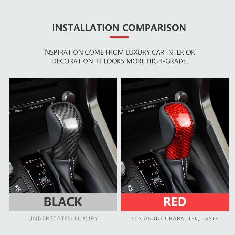 suupar Real Carbon Fiber Gear Shift Knob Trim Cover for Lexus ES(2015-2017) RX(2016-2020) GS(2016-2017) is(2013-2017) NX(2014-2020) RC(2014-2019) Lexus Accessories (Back-Black) - Image 5