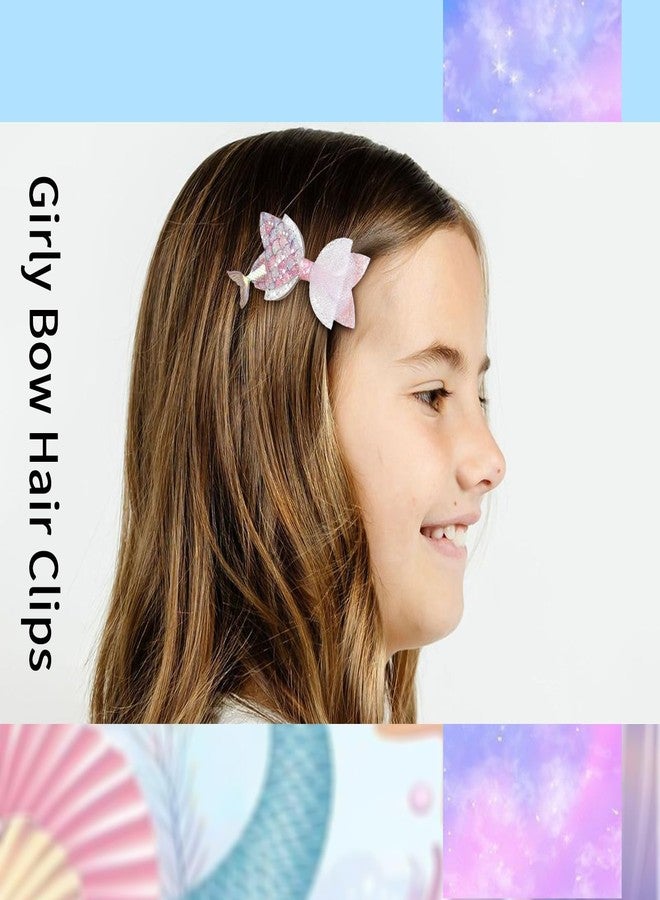 Tobeffect Mermaid Bow Hair Clips for Women, 3 Pcs Sparkly Cute Bow Alligator Hair Clips, Kawaii Decorative Pearl Sequin Hair Accessories - Image 5