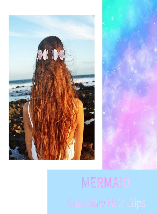 Tobeffect Mermaid Bow Hair Clips for Women, 3 Pcs Sparkly Cute Bow Alligator Hair Clips, Kawaii Decorative Pearl Sequin Hair Accessories - Image 3