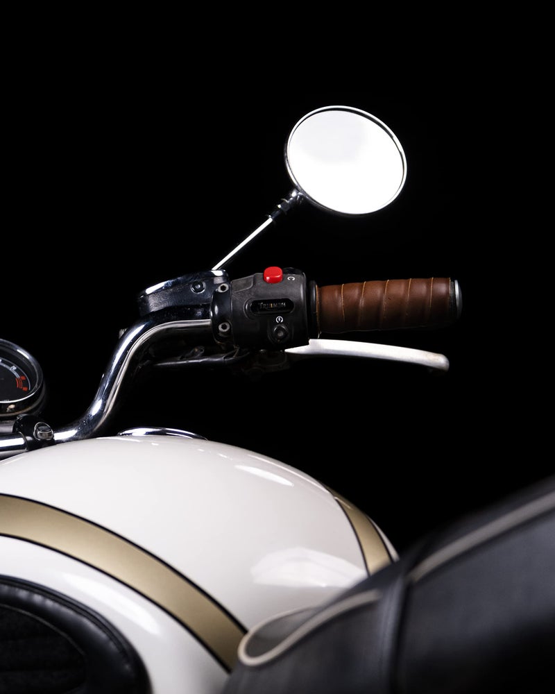 Trip Machine Company Motorcycle Handle bar Leather Grip Wraps - Universal Grips Accelerator Custom Cover wrap Set for Bike Handlebar (Cognac) - Image 3