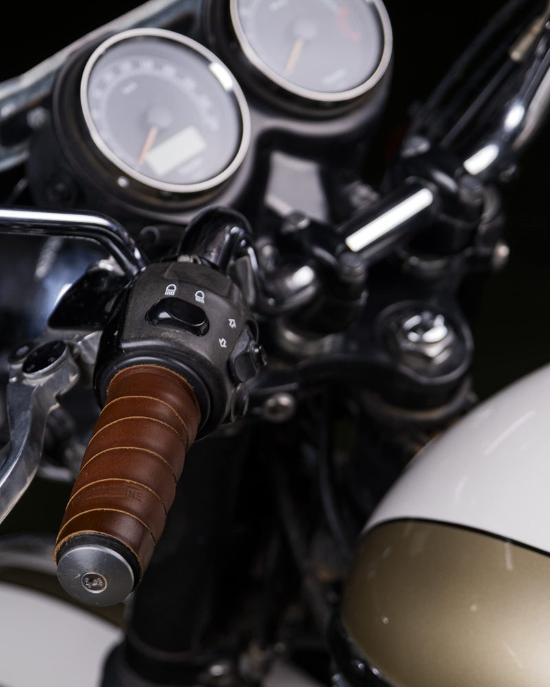 Trip Machine Company Motorcycle Handle bar Leather Grip Wraps - Universal Grips Accelerator Custom Cover wrap Set for Bike Handlebar (Cognac) - Image 2