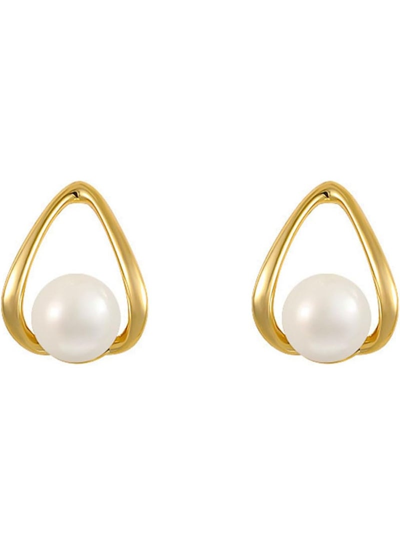 قطرة ماء مجوفة بسيطة مع أقراط مسمار تصميم اللؤلؤ المقلد مجوهرات سبائك الزنك أسلوب ترفيهي أنيق للنساء هدية - Image 1