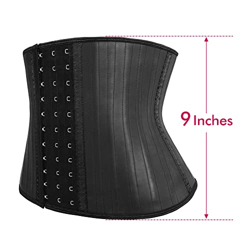 Atbuty Short Torso Waist Trainers Cincher Corset Underbust Body Shaper Latex Sport Girdle (Black (9'' Short Torso, 25 Steel Bones), S) - Image 3