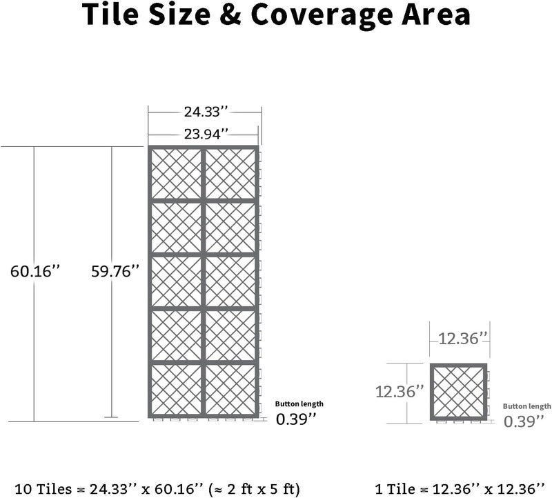 Romlits Fast-Drying Outdoor Decking for Garden, Kennel, Storage Shed, Basement, Garage, Patio, Bathroom, 10 PCS 12''x12''x0.59'' Heavy-Duty Interlocking Decking Tiles, Maximum Bearing Capacity up to 6613 LBs - Image 2
