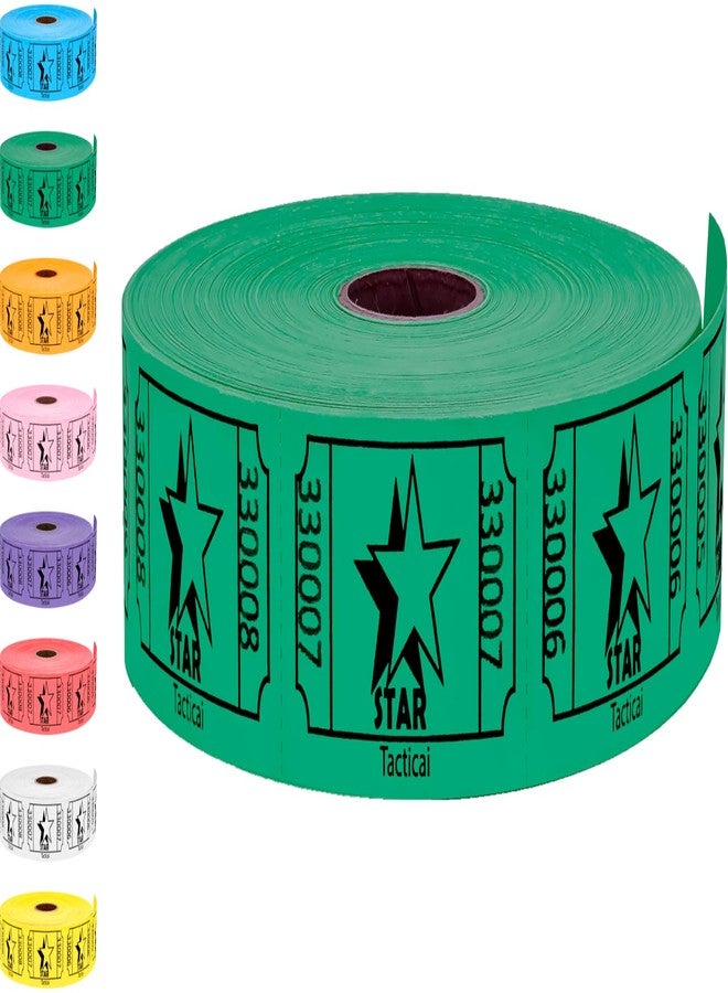 Tacticai 1000 Raffle Tickets, Star, Green (1 of 8 Colors), Single Roll, Ticket for Events, Entry, Class Reward, Fundraiser & Prizes - Image 1