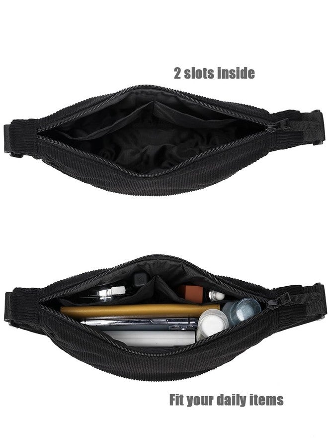YIKOEE Crescent Bag for Women Men Small Sling Crossbody Bag with Half Moon Shape, Black-corduroy, Small - Image 5