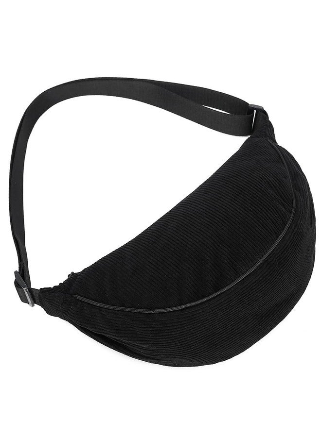 YIKOEE Crescent Bag for Women Men Small Sling Crossbody Bag with Half Moon Shape, Black-corduroy, Small - Image 3