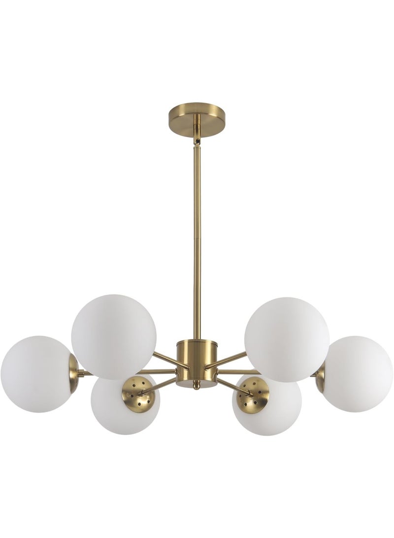 Modern Brass Globe Chandelier Ceiling Light – Gold Pendant Lighting with Frosted Glass Balls, Mid-Century Contemporary Hanging Light for Living Room, Dining Room & Bedroom - Image 1