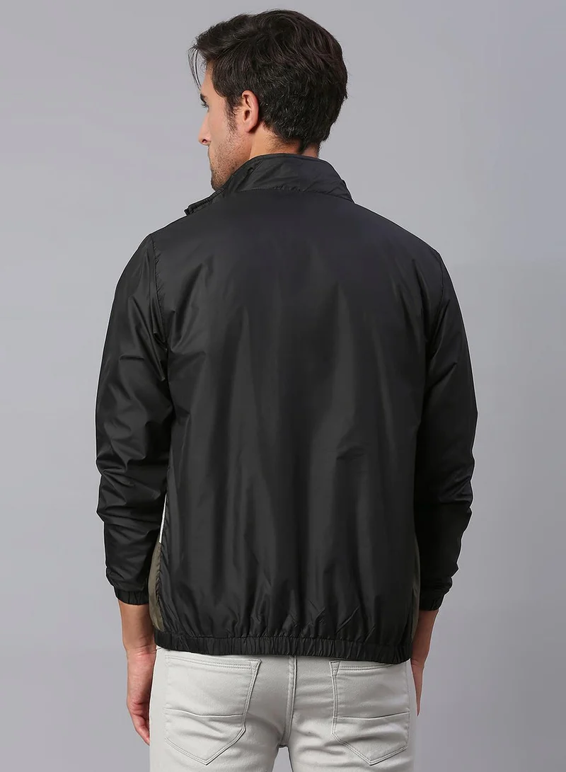 Dennis Lingo Men's Olive 100% Polyester Colour Blocked Regular Fit Jacket