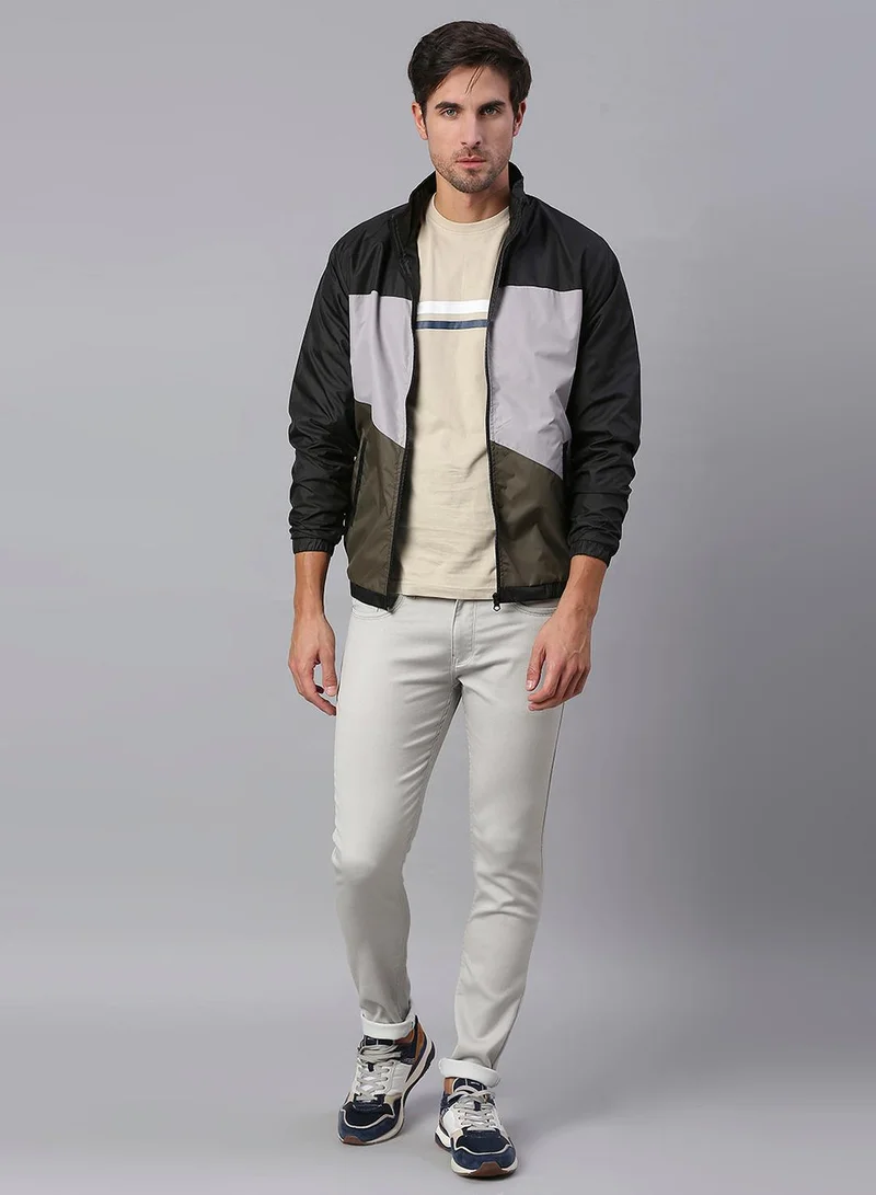 Dennis Lingo Men's Olive 100% Polyester Colour Blocked Regular Fit Jacket