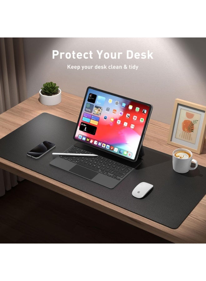 Leather Desk Pad Protector,Mouse Pad,Office Desk Mat, Non-Slip PU Leather Desk Blotter,Laptop Desk Pad,Waterproof Desk Writing Pad for Office and Home (Black,31.5" x 15.7") - Image 3