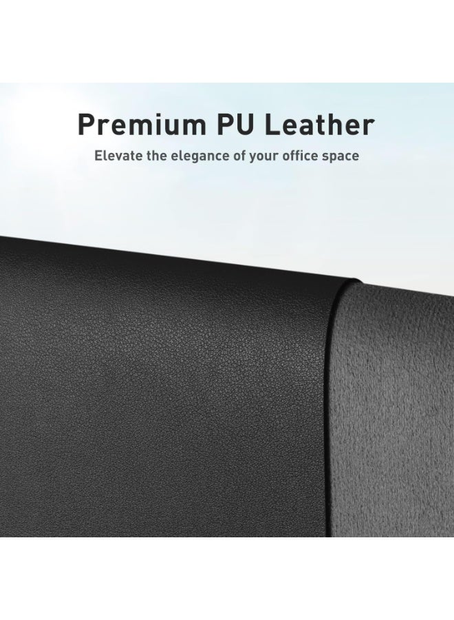 Leather Desk Pad Protector,Mouse Pad,Office Desk Mat, Non-Slip PU Leather Desk Blotter,Laptop Desk Pad,Waterproof Desk Writing Pad for Office and Home (Black,31.5" x 15.7") - Image 2