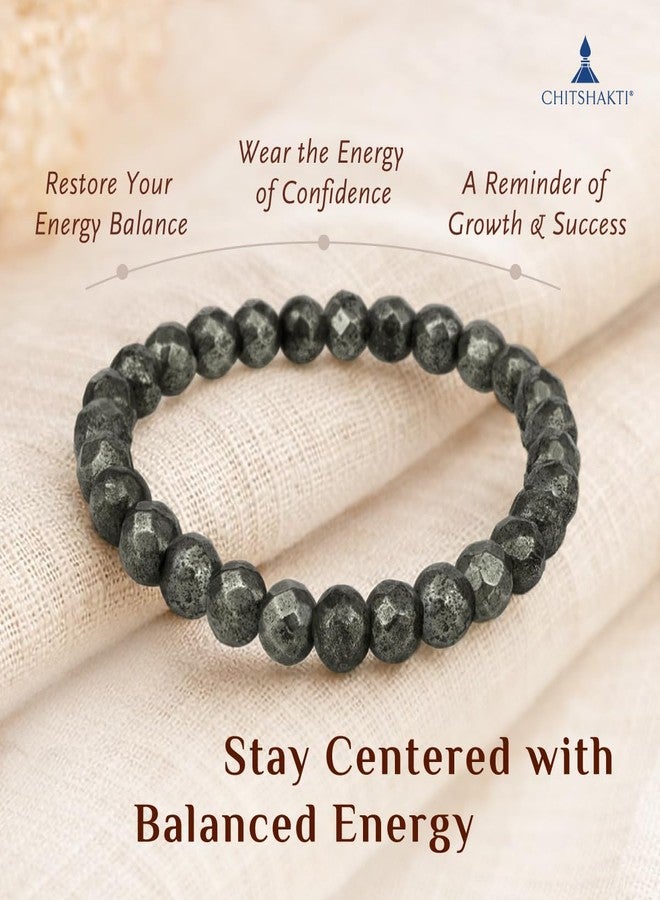 Chitshakti Natural Pyrite Bracelet for Men & Women Original Certified | Raw Pyrite Crystal Bracelet for Money, Success, Confidence & Positive Energy| Return Gifts for Guests | 8mm - Image 4