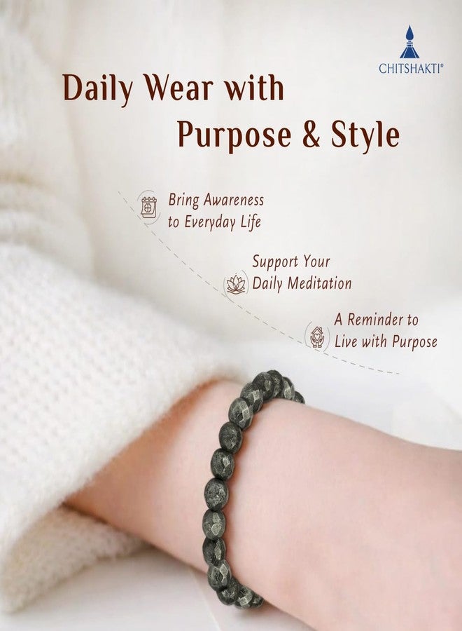 Chitshakti Natural Pyrite Bracelet for Men & Women Original Certified | Raw Pyrite Crystal Bracelet for Money, Success, Confidence & Positive Energy| Return Gifts for Guests | 8mm - Image 3