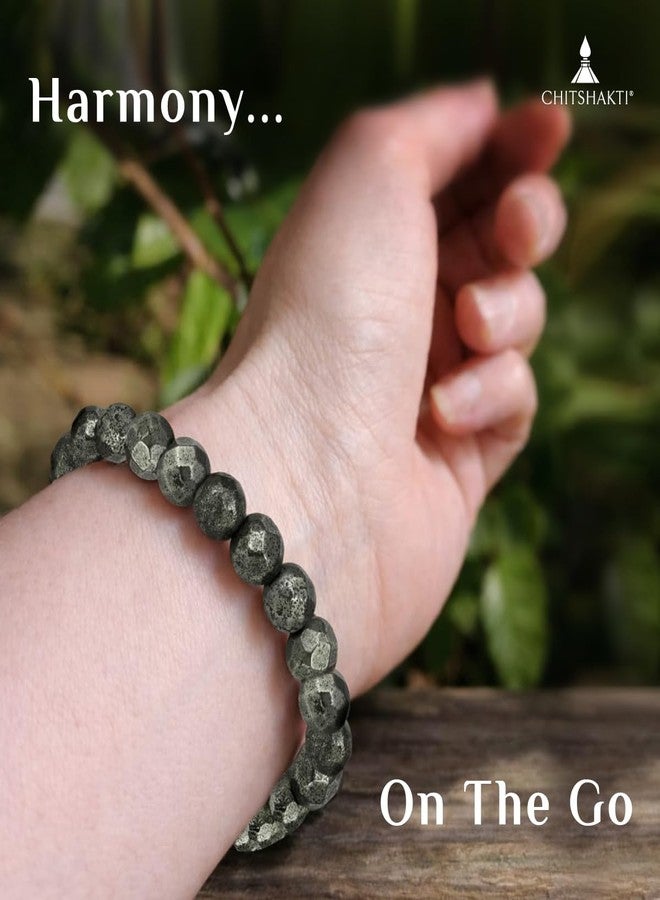 Chitshakti Natural Pyrite Bracelet for Men & Women Original Certified | Raw Pyrite Crystal Bracelet for Money, Success, Confidence & Positive Energy| Return Gifts for Guests | 8mm - Image 5