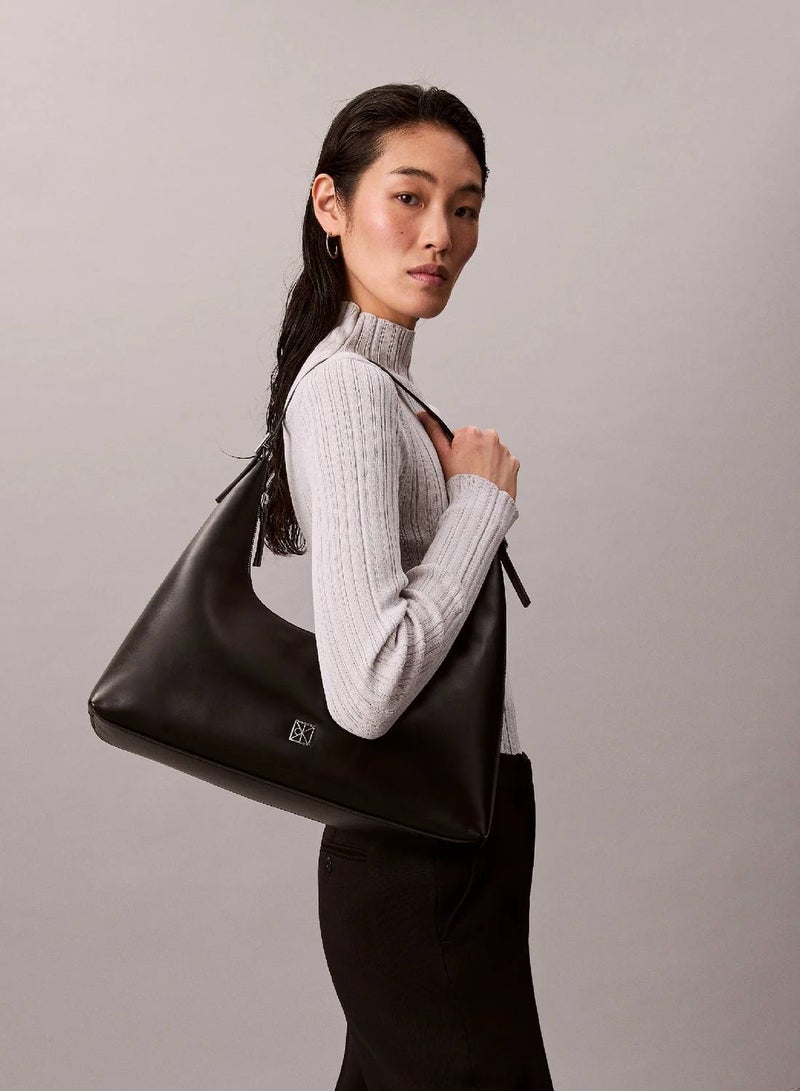 CALVIN KLEIN Monogram Logo Emblem Leather Shoulder Bag - Image 5