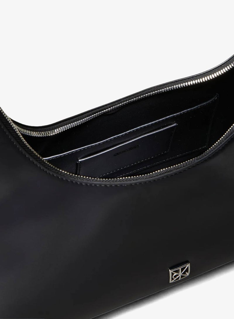 CALVIN KLEIN Monogram Logo Emblem Leather Shoulder Bag - Image 3