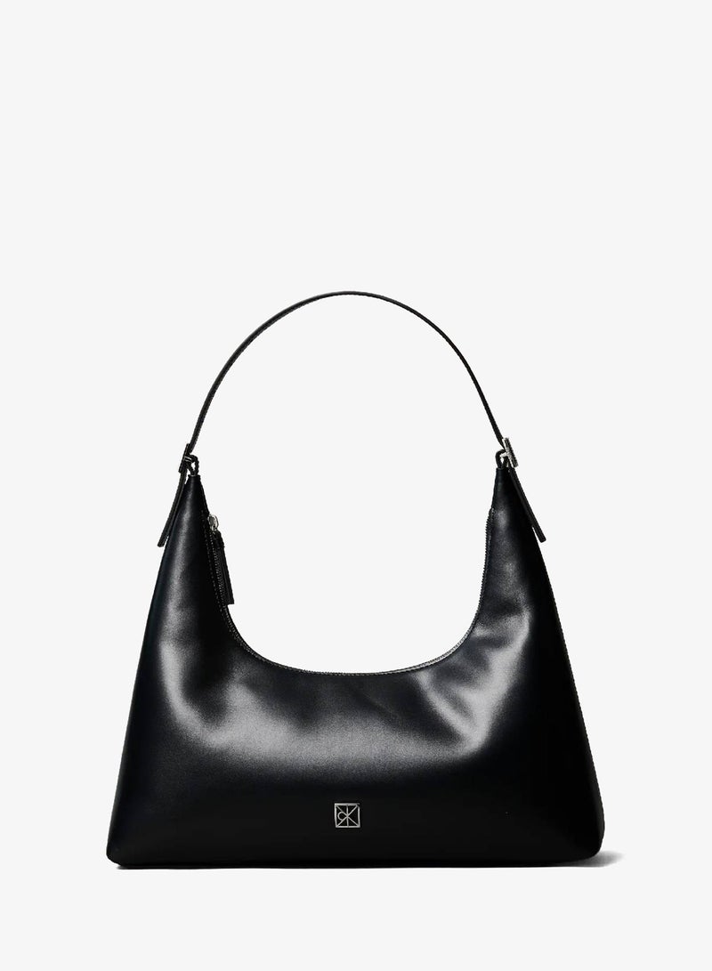CALVIN KLEIN Monogram Logo Emblem Leather Shoulder Bag - Image 1