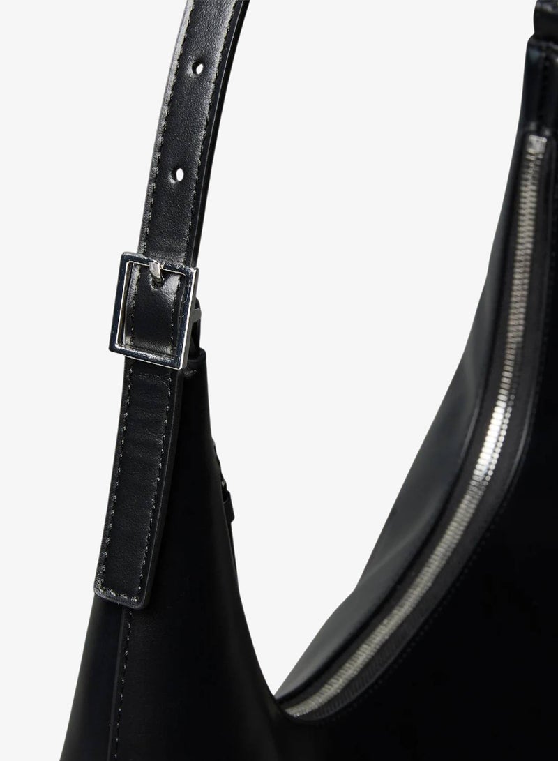 CALVIN KLEIN Monogram Logo Emblem Leather Shoulder Bag - Image 4