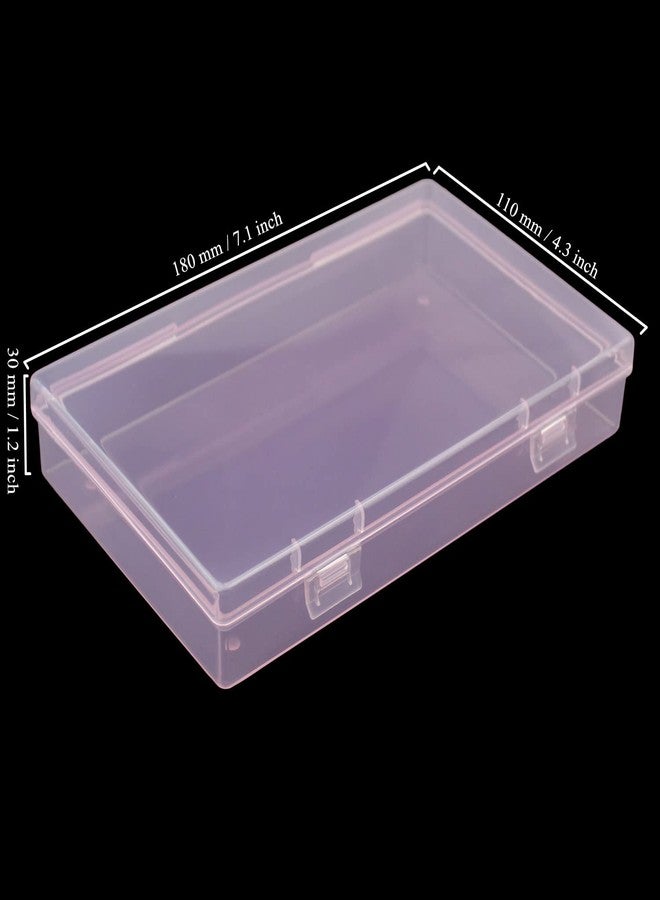 Goodma 4 Pieces Rectangular Plastic Boxes Empty Storage Organizer Containers with Hinged Lids for Small Items and Other Craft Projects (180 x 110 x 30 mm, Pink) - Image 2
