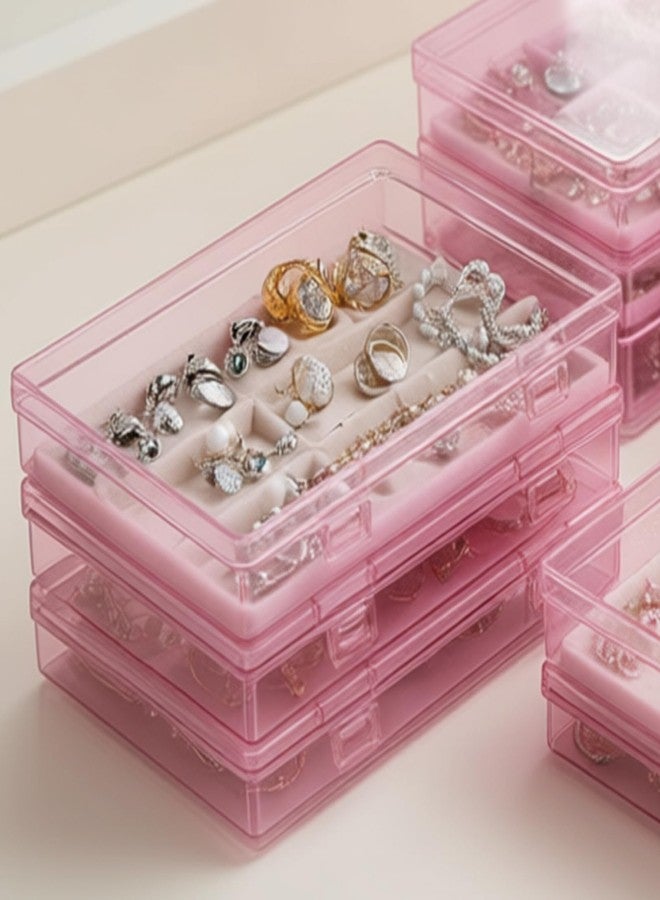 Goodma 4 Pieces Rectangular Plastic Boxes Empty Storage Organizer Containers with Hinged Lids for Small Items and Other Craft Projects (180 x 110 x 30 mm, Pink) - Image 3
