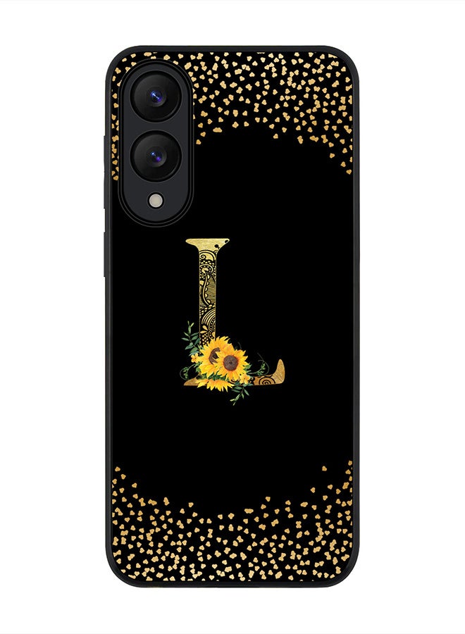 Stylizedd For Samsung Galaxy S25 Edge Case,Slim fit Camera Protection, Shockproof Thin Phone cover  - Custom Floral Monogram - L ( Black )