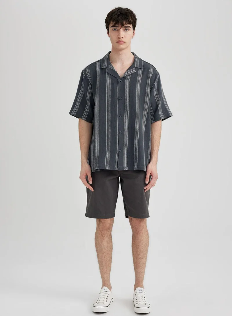 DeFacto  Relax Fit Striped Short Sleeve Shirt for Men | Best Price UAE