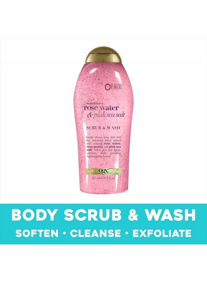 Ogx سكراب الجسم المهدئ اللطيف بملح البحر الوردي وماء الورد، غسول الجسم المقشر الخفيف، خالي من الكبريتات، 19.5 أونصة، 1.0 عدد - Image 3