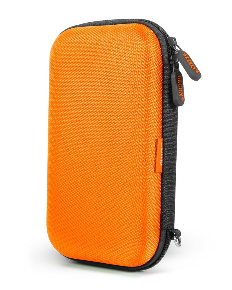 GLCON Orange Shockproof Hard EVA Carrying Case Travel Pouch for External Hard Drive, Power Bank, Cell Phone, Cable, Cord - Portable Small Electronic Accessories Organizer Storage Zipper Pouch - Image 1