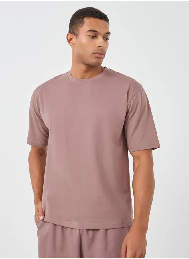 ستايلي Styli Cotton Rich Oversized T-Shirt with Crew Neck