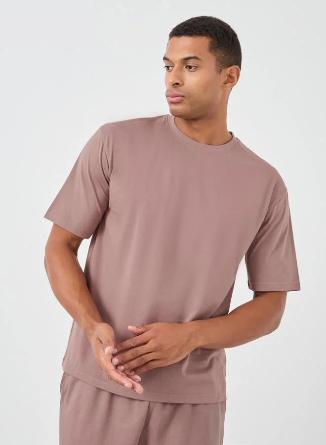 Styli Cotton Rich Oversized T-Shirt with Crew Neck