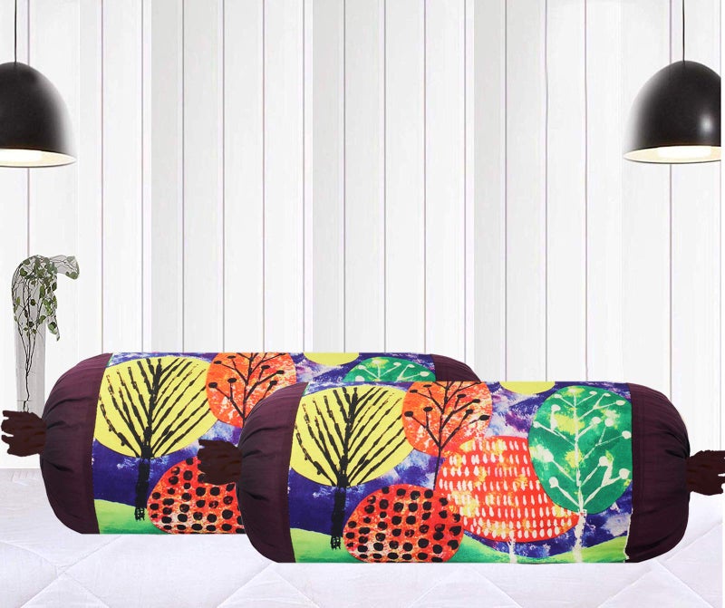 Kuber Industries Tree Design Cotton 2 Pieces Bolster Cover Set (Green) - Image 1