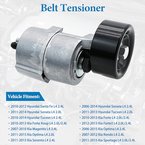 LEVANLIGHT Belt Tensioner Assembly with Pulley Compatible with 2010-2014 Hyundai Tucson, 2006-2014 Sonata, 2011-2015 Kia Sportage, 2007-2010 Rondo, 2006-2015 Optima, 2010-2013 Forte Koup, Replaces# 2528125000 - Image 4