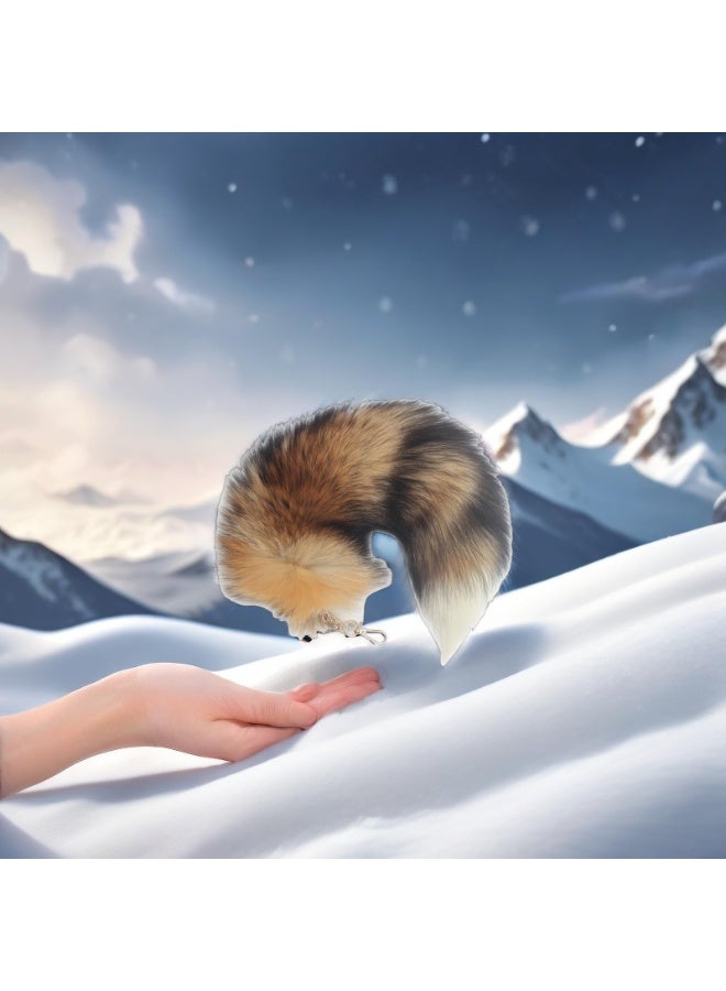 Luxury Faux Fox Tail Keychain, 38cm Fluffy Artificial Fur, Multi-Color Brown and Black, Decorative Bag Charm - Image 4