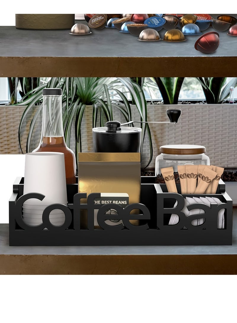 BESTPEAK Coffee bar countertop storage rack, coffee station storage rack, coffee pod storage basket, farmhouse coffee and tea condiment storage station, counter coffee station storage box, wooden pod stand storage basket, tea condiment storage box, coffee bar accessories decorative storage box - Image 1