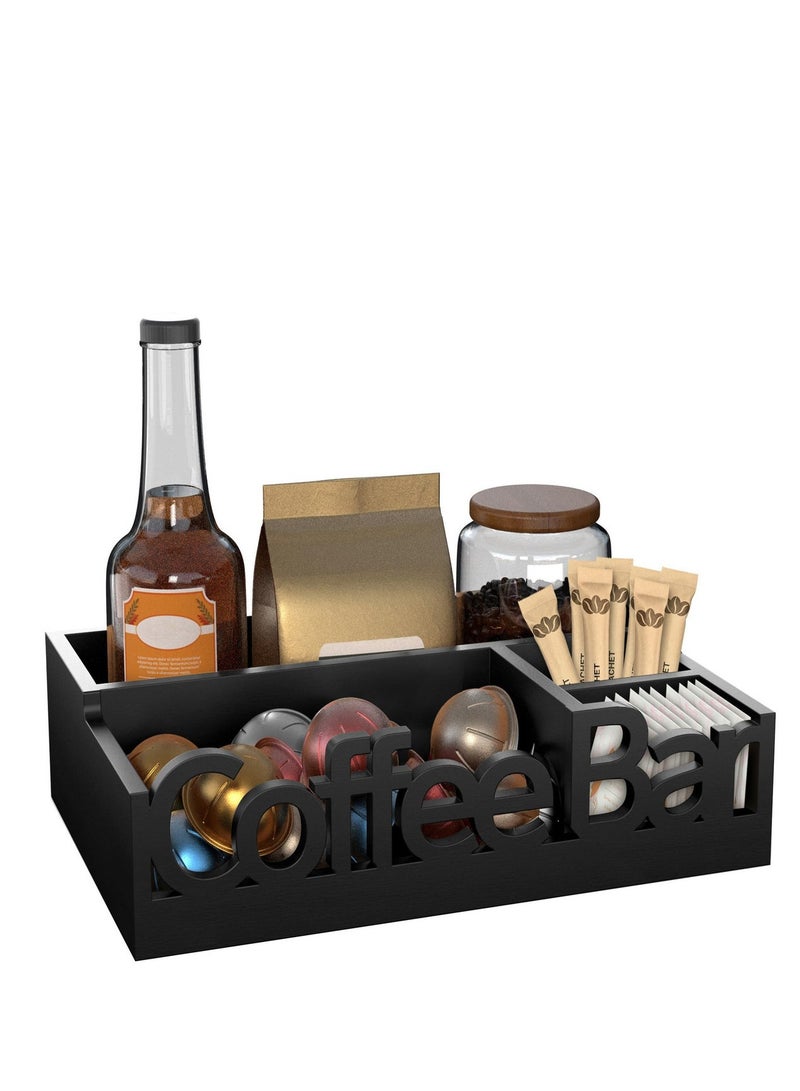 BESTPEAK Coffee bar countertop storage rack, coffee station storage rack, coffee pod storage basket, farmhouse coffee and tea condiment storage station, counter coffee station storage box, wooden pod stand storage basket, tea condiment storage box, coffee bar accessories decorative storage box - Image 4