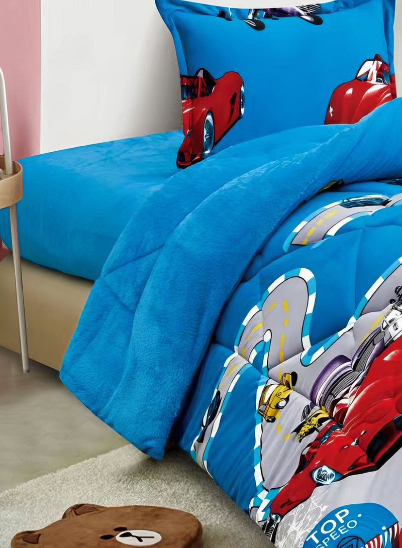 مينج لي طقم لحاف شتوي للأطفال مكون من 3 قطع مقاس مفرد 170x220 سم يتضمن لحافًا وملاءة مناسبة وشام وسادة متعدد الألوان - Image 3