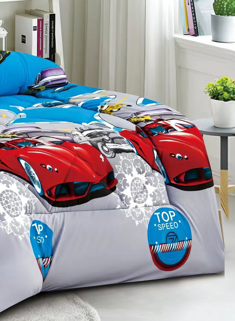 مينج لي طقم لحاف شتوي للأطفال مكون من 3 قطع مقاس مفرد 170x220 سم يتضمن لحافًا وملاءة مناسبة وشام وسادة متعدد الألوان - Image 4