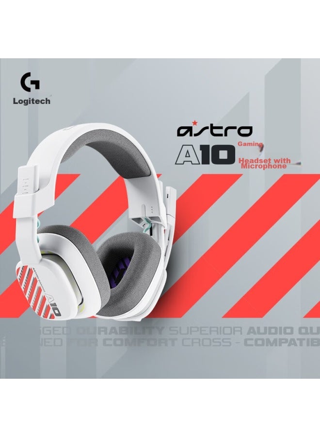G Logitech Astro A10 Upgraded Version, Over-ear Computer Gaming Headset With Microphone, Stereo E-sports Headphones With Noise Cancellation, Ps5 Pubg Headset, Mecha White - Image 2
