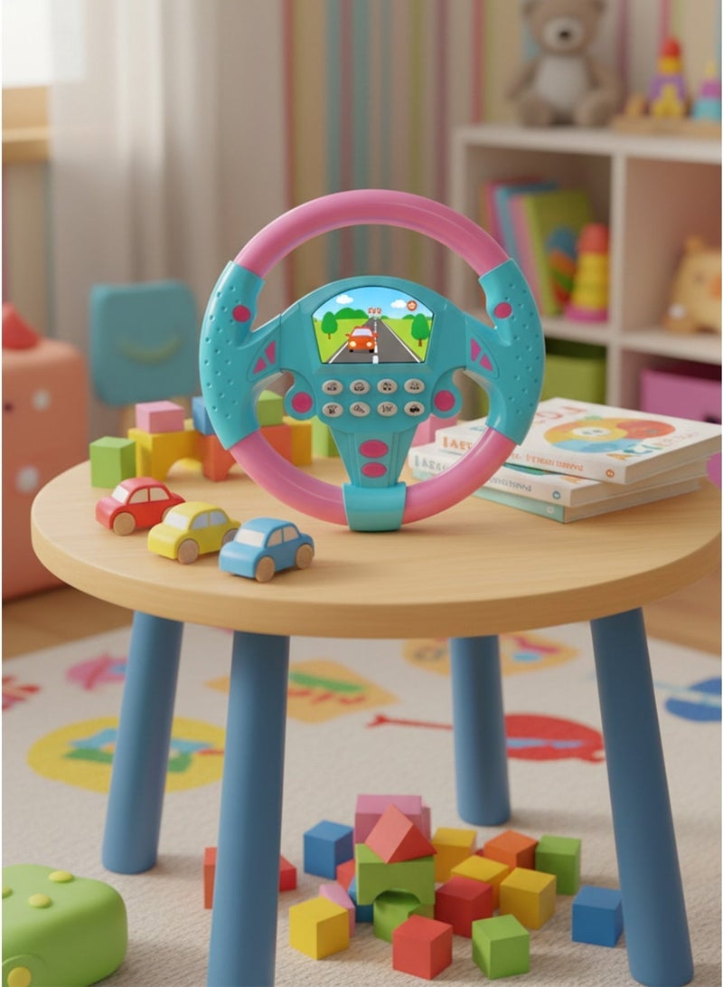 Rotating Steering Wheel Toy for Kids Car Steering Wheel for Children with Sound and Light Driving Simulator Steering Wheel Toy for Play – Backseat Car Game, Realistic Design, Sound & Light Effects, Motor Skills Development, Educational & Fun Gift for Toddlers - Image 1