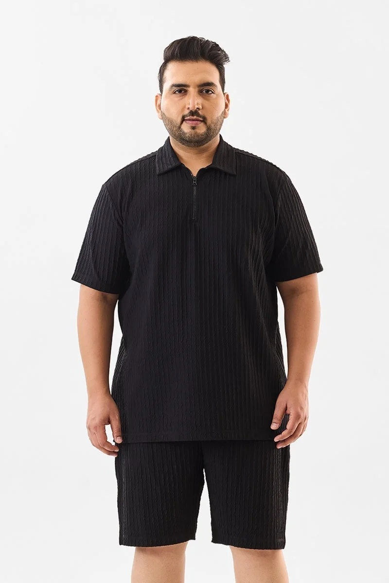 سنيتش تي شيرت بولو مقاس كبير بياقة سحاب