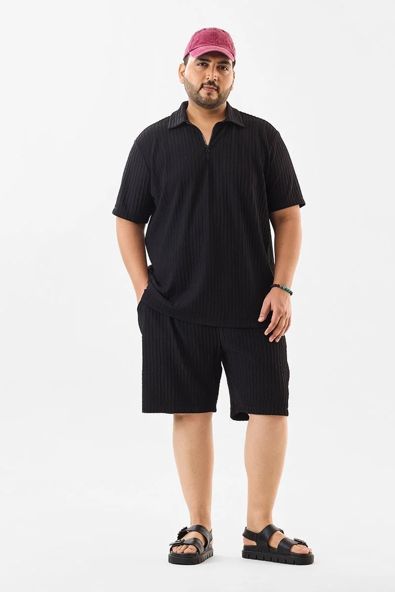 SNITCH Regular Fit Plus Size Zipper Polo T-Shirt