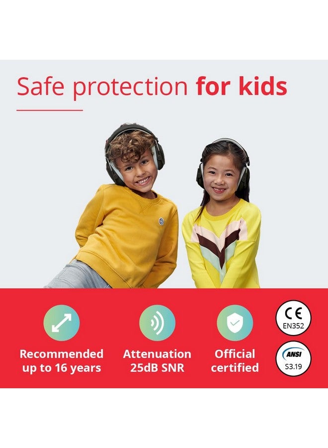 Alpine Muffy Kids - Hearing Protection - CE & ANSI Certified - Adjustable for Ages 3-16 years - Noise Cancelling Headphones - 25dB Sound Reduction Ideal for Protection and Concentration Aid - Black - Image 1