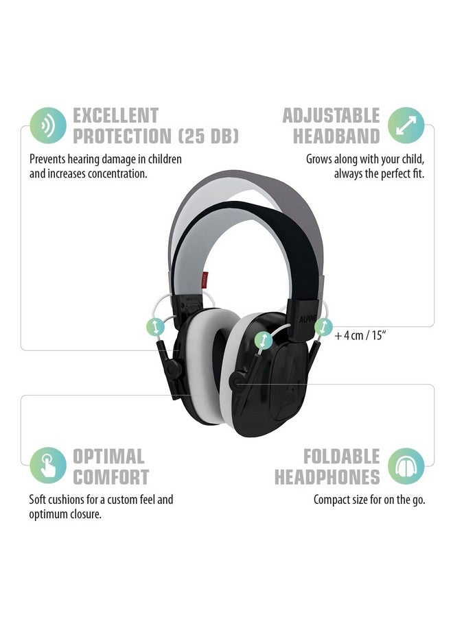 Alpine Muffy Kids - Hearing Protection - CE & ANSI Certified - Adjustable for Ages 3-16 years - Noise Cancelling Headphones - 25dB Sound Reduction Ideal for Protection and Concentration Aid - Black - Image 4
