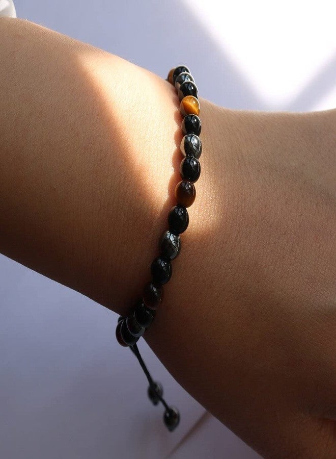 EDMIRIA Semi Precious Stones Reiki Chakra Healing Crystal Fengshui Stretchable Bracelet - Triple Protection Bracelet To Bring Luck and Prosperity for Men and Women (6mm Adjustable) - Image 5