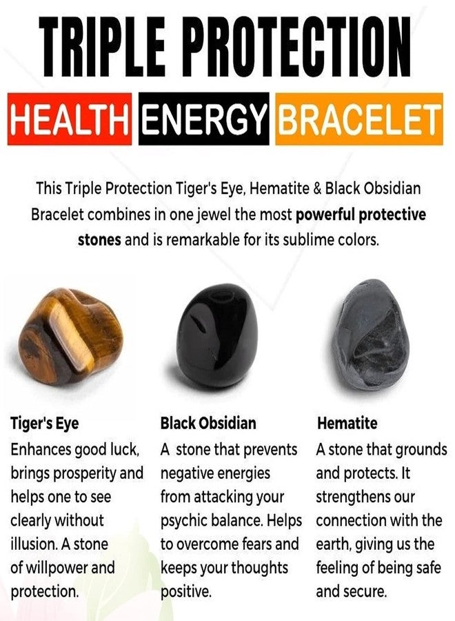 EDMIRIA Semi Precious Stones Reiki Chakra Healing Crystal Fengshui Stretchable Bracelet - Triple Protection Bracelet To Bring Luck and Prosperity for Men and Women (6mm Adjustable) - Image 3